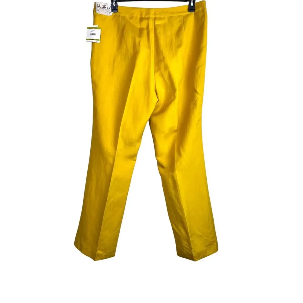 Kasper the Audrey Linen Trouser Straight Leg in Butterscotch Yellow Women's 14 - Picture 7 of 15